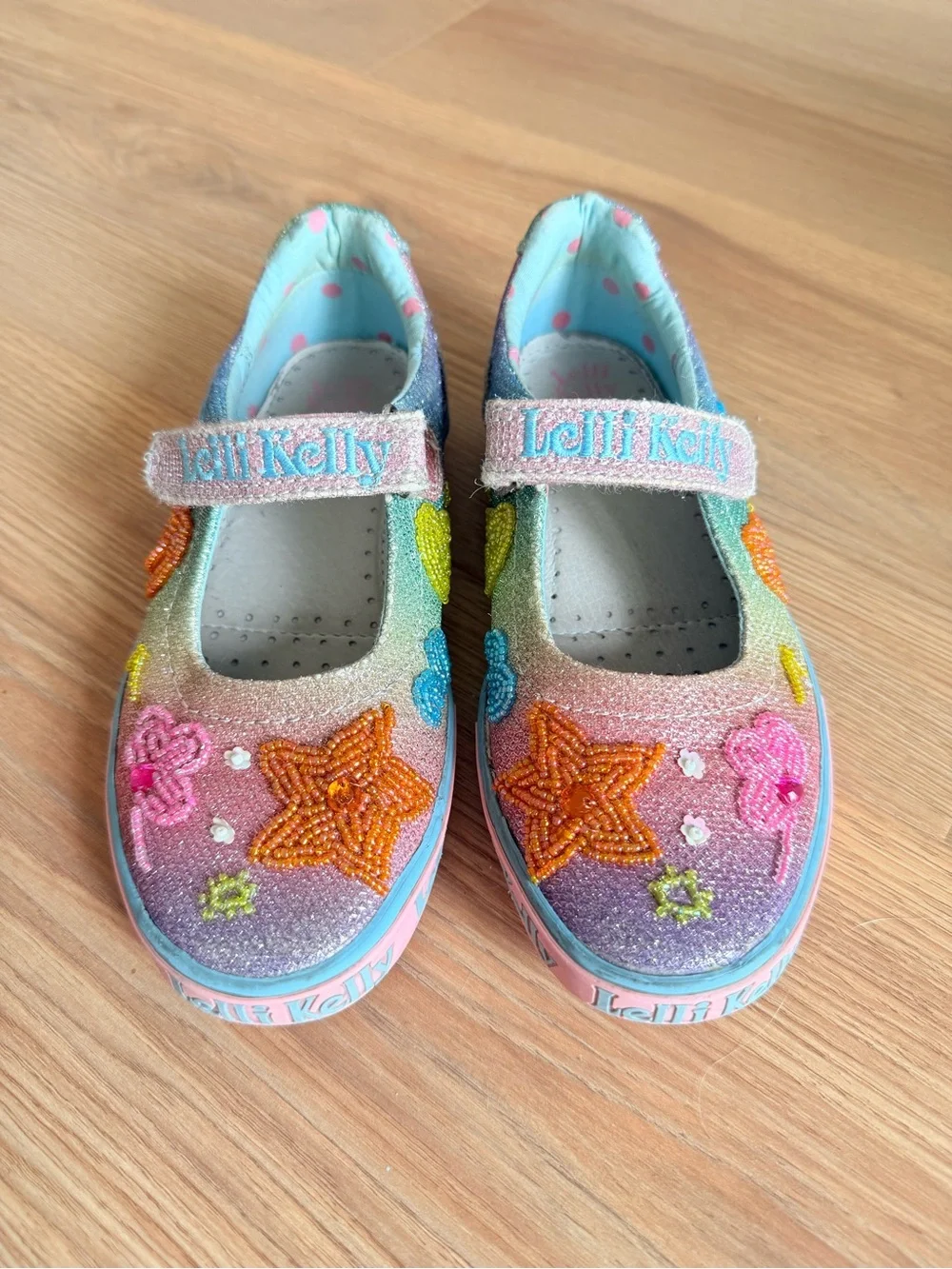 Lelli Kelly Girls' Pastel Rainbow Sparkle Mary Janes - Size 2